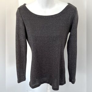 Banana Republic Metallic Striped Charcoal Gray Top